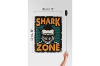 Blechschild Retro 30x40cm Shark Zone Hai See
