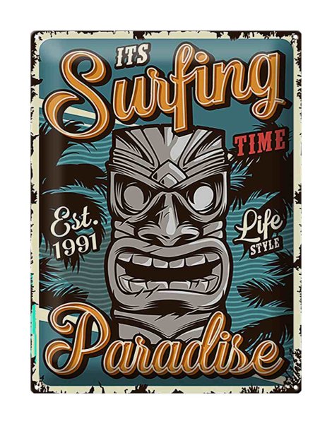 Blechschild Hawaii 30x40cm it´s Surfing time Paradise