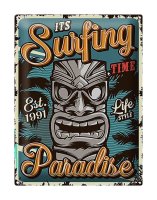 Blechschild Hawaii 30x40cm it´s Surfing time Paradise