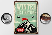 Blechschild Retro 30x40cm Ski winter destinations