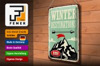 Blechschild Retro 30x40cm Ski winter destinations