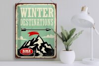Blechschild Retro 30x40cm Ski winter destinations