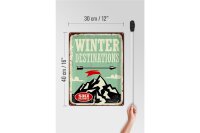 Blechschild Retro 30x40cm Ski winter destinations