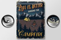 Blechschild Retro 30x40cm life better camp fire Camping