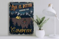 Blechschild Retro 30x40cm life better camp fire Camping