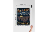 Blechschild Retro 30x40cm life better camp fire Camping