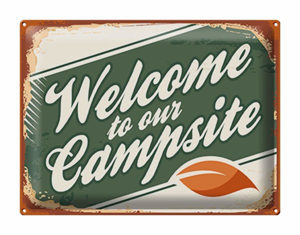 Blechschild Camping 40x30cm welcome to our Campsite