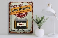 Blechschild Retro 30x40cm Auto Batteries extra life