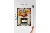 Blechschild Retro 30x40cm Auto Batteries extra life