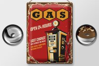 Blechschild Retro 30x40cm Gas open 24 next service
