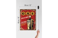 Blechschild Retro 30x40cm Gas open 24 next service