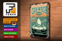 Blechschild Retro 30x40cm Car Wash Service mechanic on duty