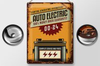 Blechschild Retro 30x40cm Auto Electric 00-24 service parts