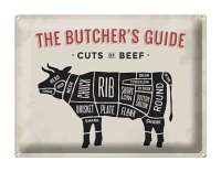Blechschild Kuh 40x30cm Beef cuts Fleisch Metzgerei