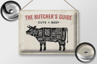 Blechschild Kuh 40x30cm Beef cuts Fleisch Metzgerei