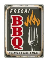 Blechschild Retro 30x40cm fresh BBQ Premium Quality meat
