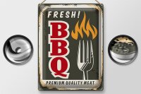 Blechschild Retro 30x40cm fresh BBQ Premium Quality meat