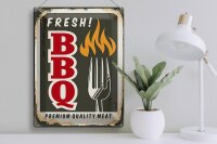 Blechschild Retro 30x40cm fresh BBQ Premium Quality meat