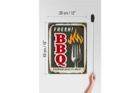 Blechschild Retro 30x40cm fresh BBQ Premium Quality meat