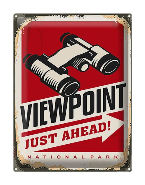 Blechschild Retro 30x40cm Viewpoint just ahead Adventure