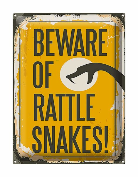 Blechschild Retro 30x40cm Schlange beware of rattle snakes