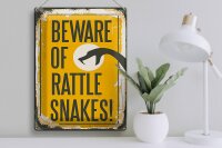 Blechschild Retro 30x40cm Schlange beware of rattle snakes
