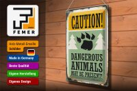 Blechschild Retro 30x40cm Caution dangerous animals