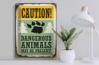 Blechschild Retro 30x40cm Caution dangerous animals