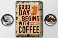 Blechschild Retro 30x40cm Kaffee good day begins Coffee