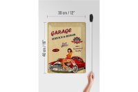 Blechschild Pinup Retro 30x40cm Garage Service Repair Auto