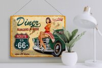 Blechschild Pinup 40x30cm Retro diner burgers beer