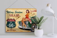 Blechschild Pinup 40x30cm Retro Gas Oil open 24 hours