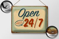 Blechschild Retro 40x30cm open visit us anytime 24/7