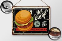 Blechschild Retro 40x30cm hot burgers best in town
