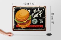 Blechschild Retro 40x30cm hot burgers best in town