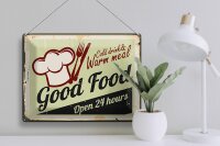 Blechschild Retro 40x30cm Good Food cold drink open 24