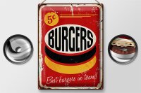 Blechschild Retro 30x40cm burgers best in town Fast food