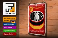 Blechschild Retro 30x40cm burgers best in town Fast food