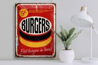 Blechschild Retro 30x40cm burgers best in town Fast food