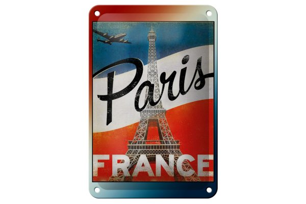 Blechschild Paris 12x18cm Eiffelturm France Wanddeko