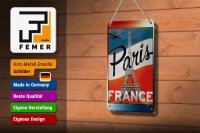 Blechschild Paris 12x18cm Eiffelturm France Wanddeko