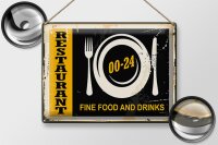 Blechschild Retro 40x30cm Restaurant Essen Fine Food Drinks