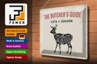 Blechschild Reh 40x30cm cuts of Venison Metzgerei