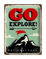 Blechschild Retro 30x40cm National Park go explore Pfeil