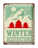 Blechschild Retro 30x40cm Ski winter destinations Abenteuer