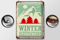 Blechschild Retro 30x40cm Ski winter destinations Abenteuer