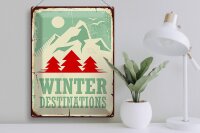 Blechschild Retro 30x40cm Ski winter destinations Abenteuer