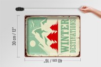 Blechschild Retro 30x40cm Ski winter destinations Abenteuer