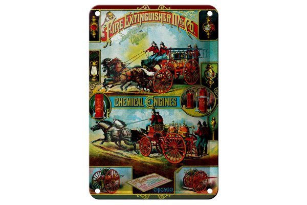 Blechschild Chicago 12x18cm Fire Extinguisher Chemical