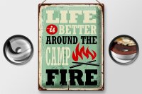 Blechschild Retro 30x40cm Camping campfire life is better